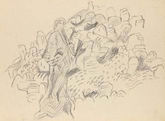 Alfred Wickenburg, Felswand, 1950/1955, Graphit auf Papier, Blattmaße: 21 × 28 cm, Privatbesitz