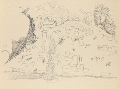 Alfred Wickenburg, Hügellandschaft, 1950/1955, Graphit auf Papier, Blattmaße: 21 × 28 cm, Priva ...