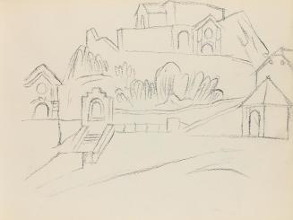 Alfred Wickenburg, Architektur in Landschaft, 1939, Bleistift auf Papier, Blattmaße: 18 × 24 cm ...