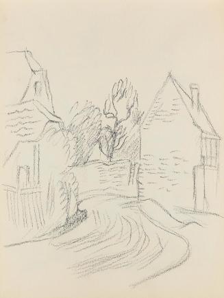 Alfred Wickenburg, Studie zu dem Aqurarell "Das rote Haus", 1939, Bleistift auf Papier, Blattma ...