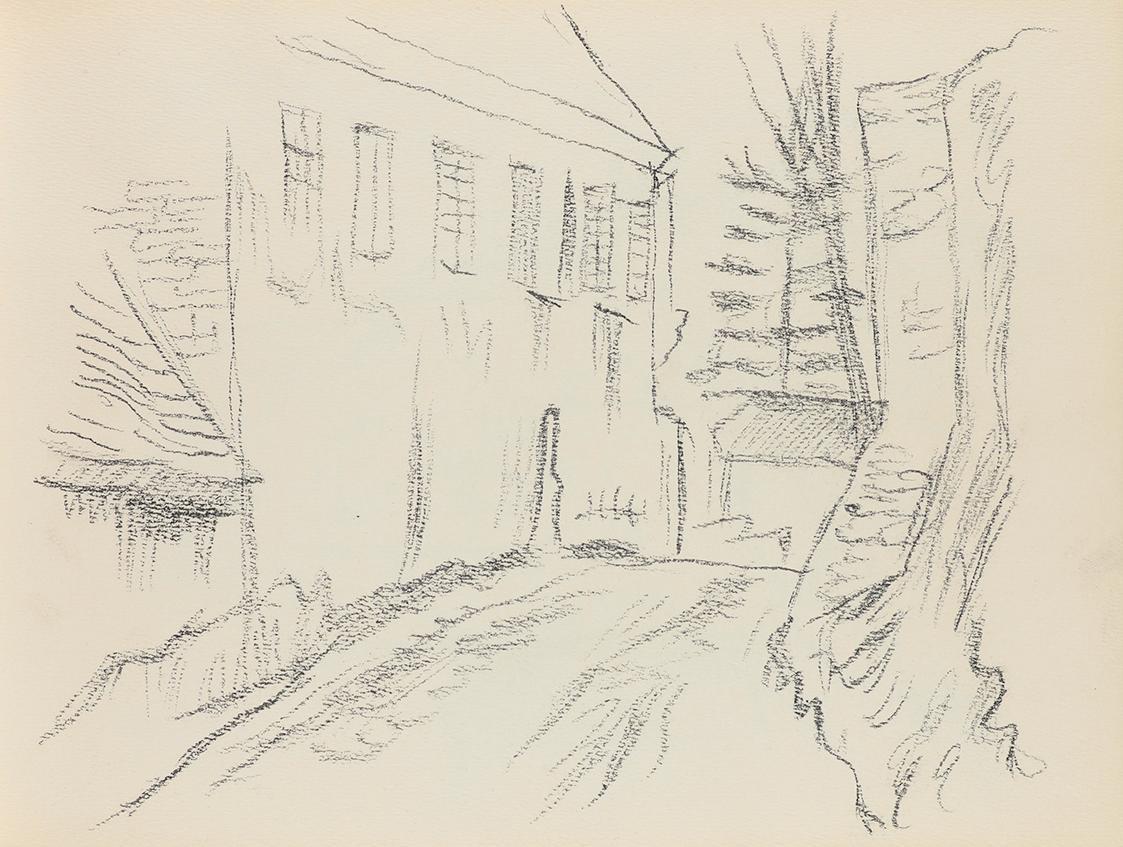 Alfred Wickenburg, Straße mit Häusern, 1939, Bleistift auf Papier, Blattmaße: 18 × 24 cm, Priva ...