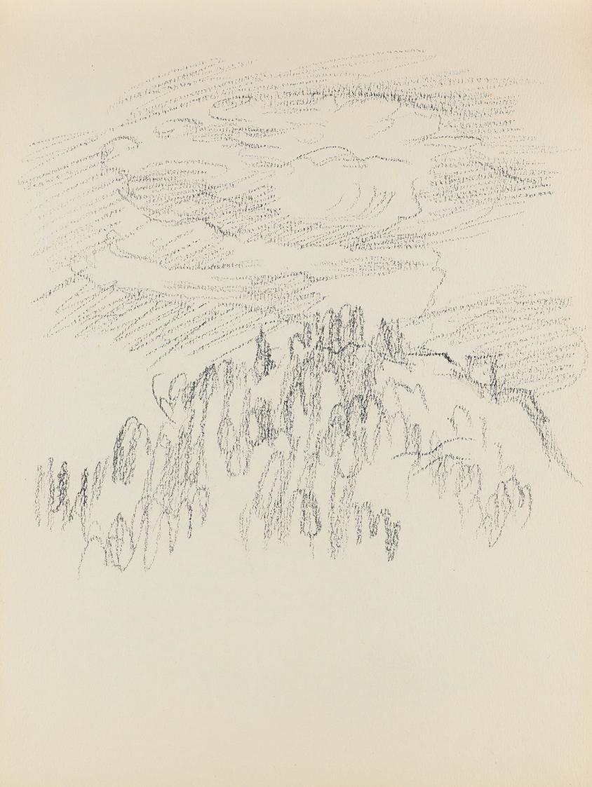 Alfred Wickenburg, Wolken über einem bewaldeten Berg, 1939, Bleistift auf Papier, Blattmaße: 24 ...