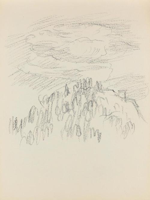 Alfred Wickenburg, Wolken über einem bewaldeten Berg, 1939, Bleistift auf Papier, Blattmaße: 24 ...