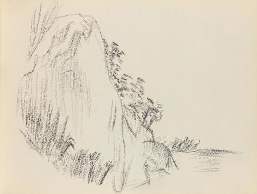 Alfred Wickenburg, Fels in einer Landschaft, 1939, Graphit auf Papier, Blattmaße: 24 × 18 cm, P ...