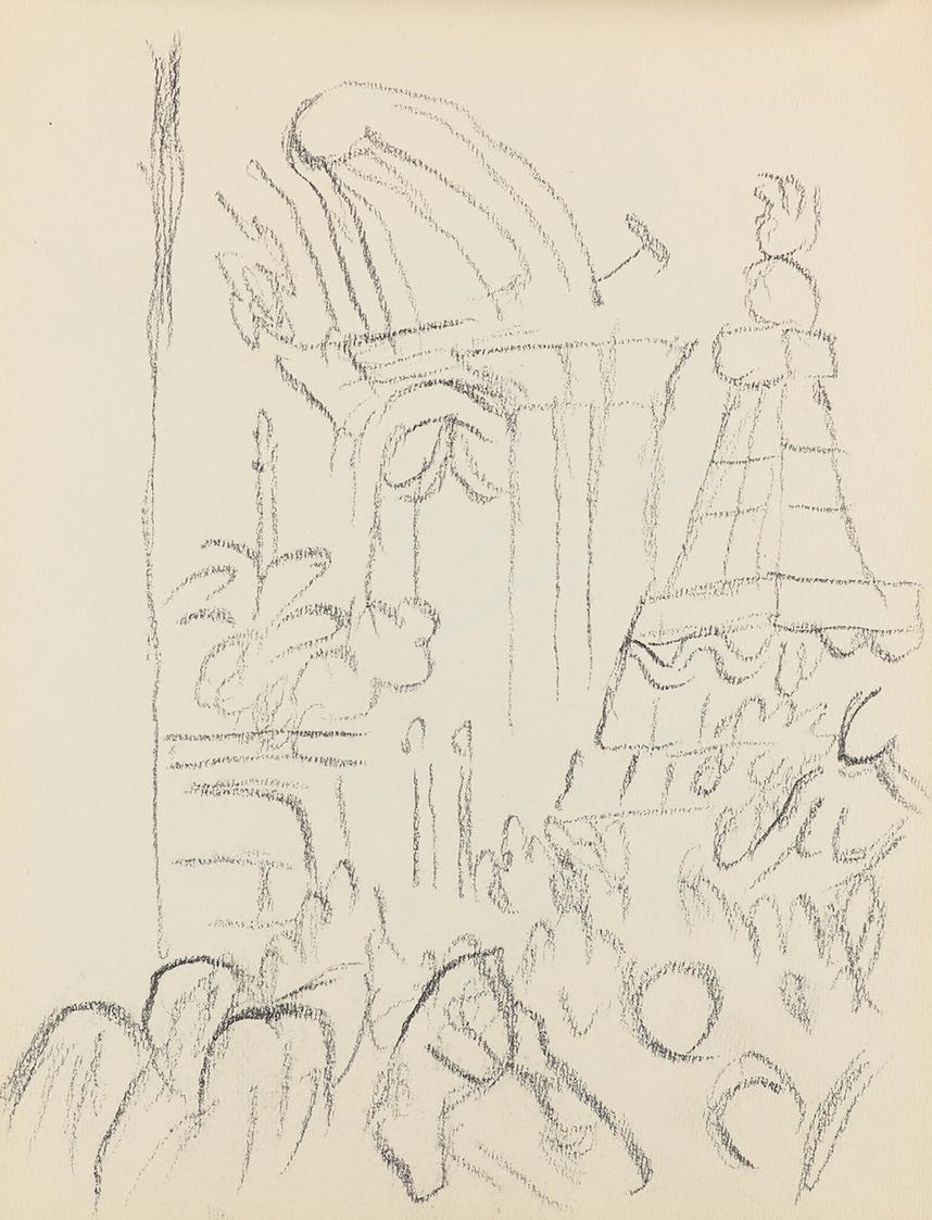 Alfred Wickenburg, Architekturdetails, 1939, Graphit auf Papier, Blattmaße: 24 × 18 cm, Privatb ...