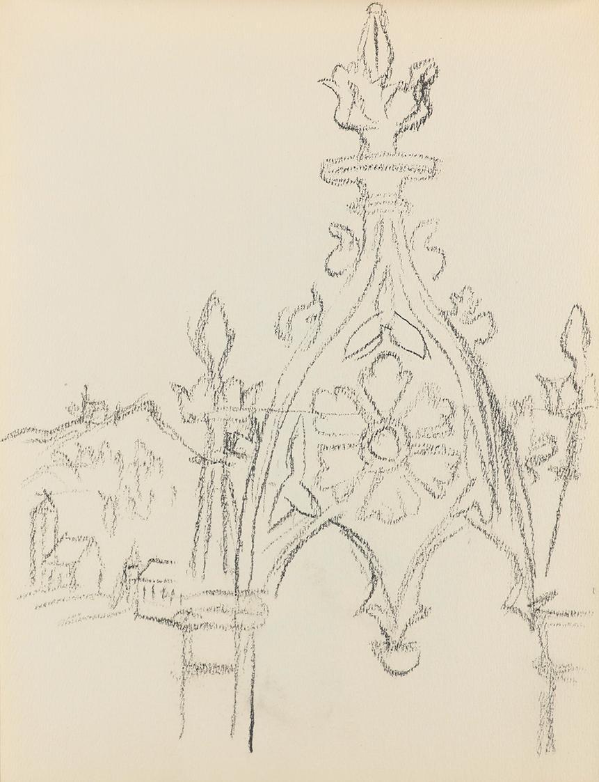 Alfred Wickenburg, Architekturdetail, 1939, Graphit auf Papier, Blattmaße: 24 × 18 cm, Privatbe ...