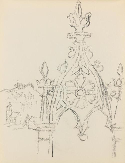 Alfred Wickenburg, Architekturdetail, 1939, Graphit auf Papier, Blattmaße: 24 × 18 cm, Privatbe ...
