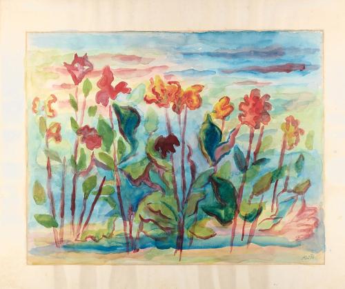 Alfred Wickenburg, Cannas, 1956, Aquarell auf Papier, Blattmaße: 45,6 × 54,5 cm, Privatbesitz