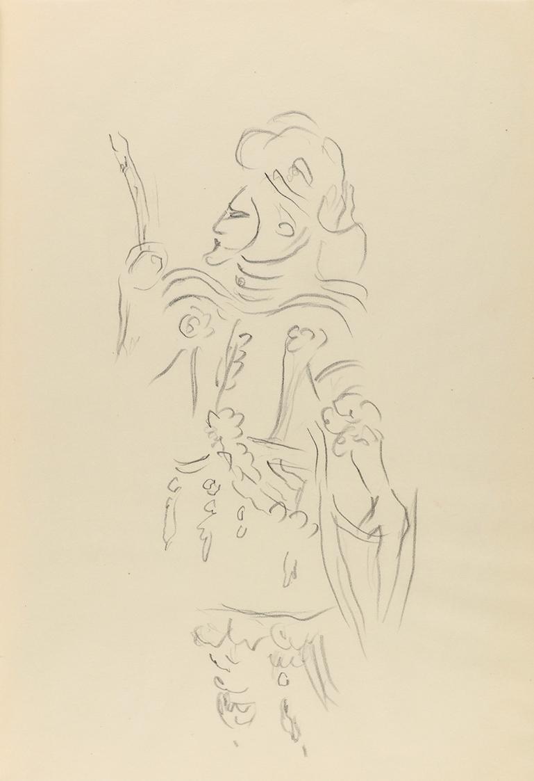 Alfred Wickenburg, Studie eines Ritters, 1941, Bleistift auf Papier, Blattmaße: 29,7 × 20,7 cm, ...