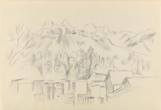 Alfred Wickenburg, Dorf vor Berglandschaft, 1941, Bleistift auf Papier, Blattmaße: 20,7 × 29,7  ...