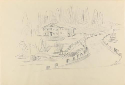 Alfred Wickenburg, Haus an einer Bergstraße, 1941, Bleistift auf Papier, Blattmaße: 20,7 × 29,7 ...