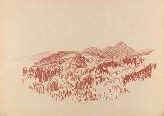 Alfred Wickenburg, Hügel- und Berglandschaft, 1943, Rötel auf Papier, Blattmaße: 23 × 31,8 cm,  ...