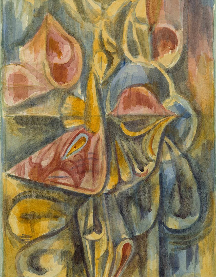 Alfred Wickenburg, Komposition, um 1960, Aquarell auf Papier, Blattmaße: 56,2 × 45,2 cm, Privat ...
