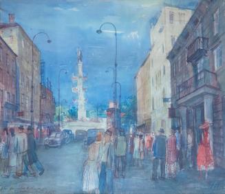 Otto Rudolf Schatz, Am Praterstern, 1948, Aquarell auf Papier, 34,8 × 44,8 cm, Privatbesitz