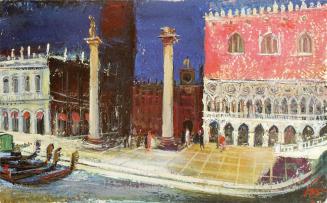 Otto Rudolf Schatz, Piazetta mit Dogenpalast in Venedig, um 1938, Öl auf Karton, 32 × 50 cm