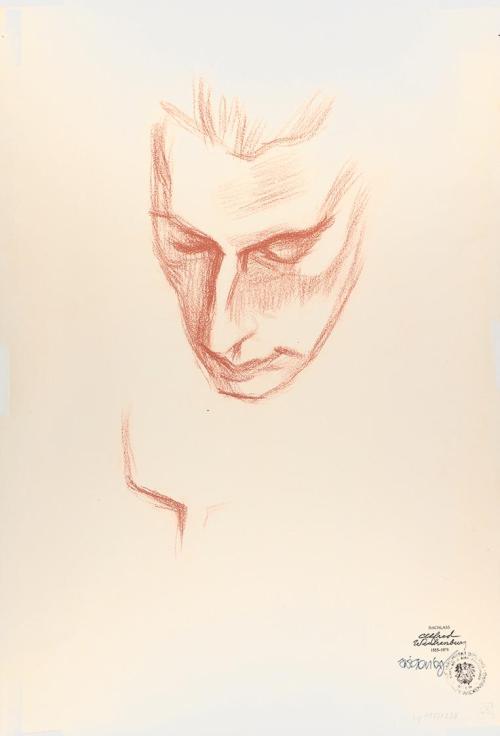 Alfred Wickenburg, Kopfstudie, 1938/1942, Rötel auf Papier, Blattmaße: 58,7 × 40,1 cm, Leihgabe ...