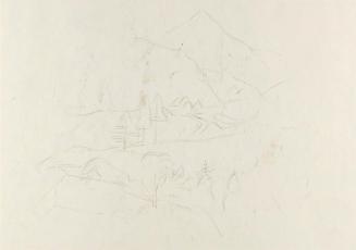 Alfred Wickenburg, Landschaft, 1940/1945, Kohle auf Papier, Blattmaße: 29 × 39,7 cm, Leihgabe a ...