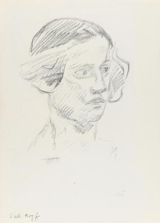 Alfred Wickenburg, Weibliche Kopfstudie I, 1920/1923, Graphit auf Papier, Blattmaße: 33,6 × 24, ...