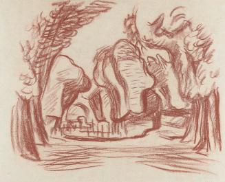 Alfred Wickenburg, Allee, 1930/1935, Braune Kreide auf Papier, Blattmaße: 24 × 29,4 cm, Leihgab ...