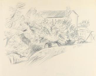 Alfred Wickenburg, Wald mit Häusern, 1940/1945, Bleistift auf Papier, Blattmaße: 24,6 × 30,7 cm ...