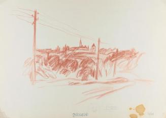 Alfred Wickenburg, Straße, 1935/1940, Rötel auf Papier, Blattmaße: 30 × 41,7 cm, Leihgabe aus P ...