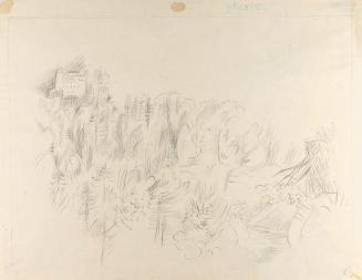 Alfred Wickenburg, Landschaft mit Burg, 1940/1945, Kohle auf Papier, Blattmaße: 33,5 × 43,8 cm, ...