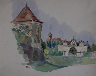 Alfred Wickenburg, Stadttor, um 1900, Aquarell auf Papier, Privatbesitz, Wien