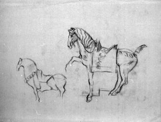 Alfred Wickenburg, Pferdestudie, 1938, Rötel auf Papier, 48 × 63 cm, Verbleib unbekannt