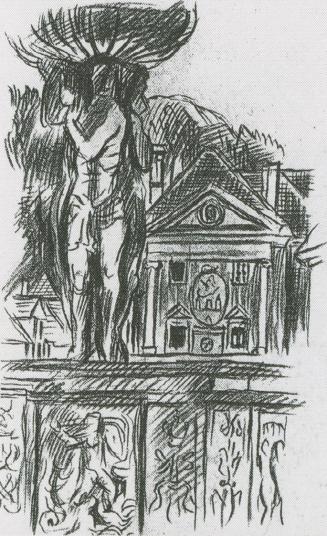 Alfred Wickenburg, Schloss Gösting bei Graz, 1938, Rötel auf Papier, Verbleib unbekannt