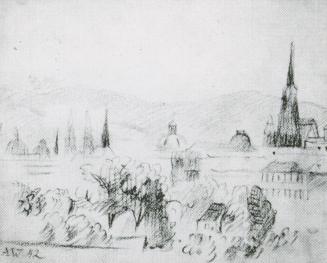 Alfred Wickenburg, Wiener Stadtansicht, 1942, Bleistift auf Papier, 11,5 × 13,5 cm, Verbleib un ...