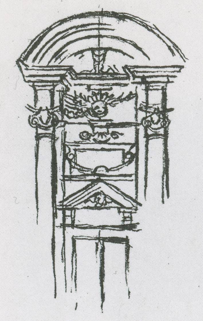 Alfred Wickenburg, Archtekturdetail, um 1943, Kreide auf Papier, Verbleib unbekannt