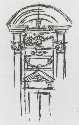 Alfred Wickenburg, Archtekturdetail, um 1943, Kreide auf Papier, Verbleib unbekannt