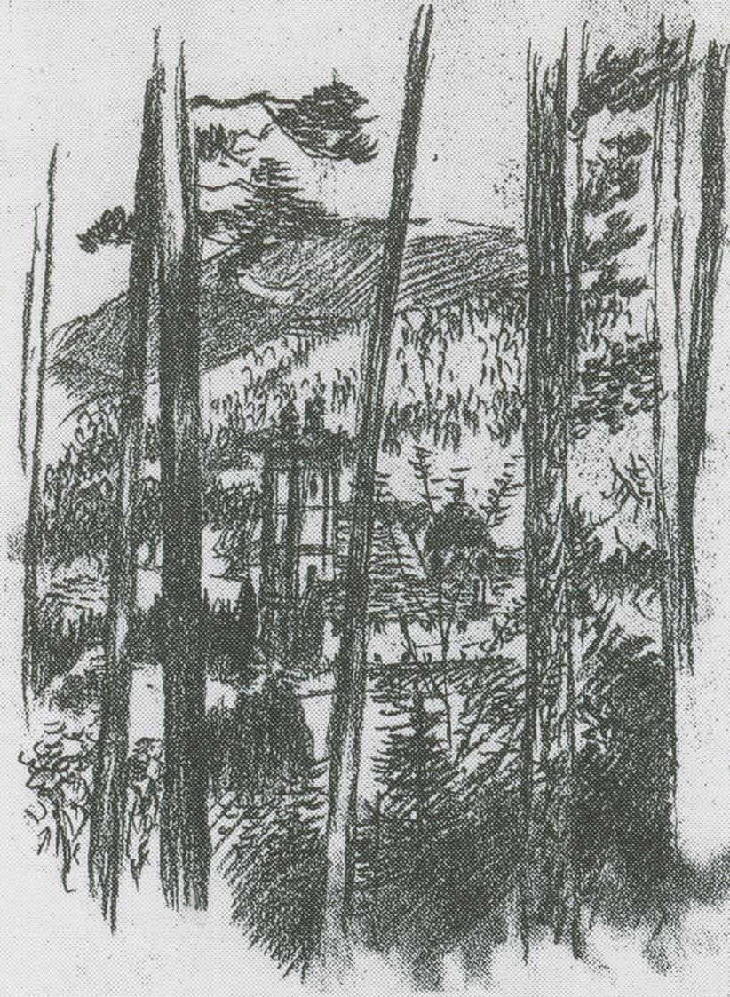 Alfred Wickenburg, Wallfahrtskirche in Maria Trost, 1943, Kreide auf Papier, Verbleib unbekannt