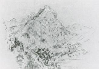 Alfred Wickenburg, Berg, 1940/1945, Rötel auf Papier, Blattmaße: 25,2 × 35,7 cm, Verbleib unbek ...