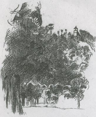 Alfred Wickenburg, Bergkapelle bei Stift Rein, 1943, Rötel auf Papier, Verbleib unbekannt