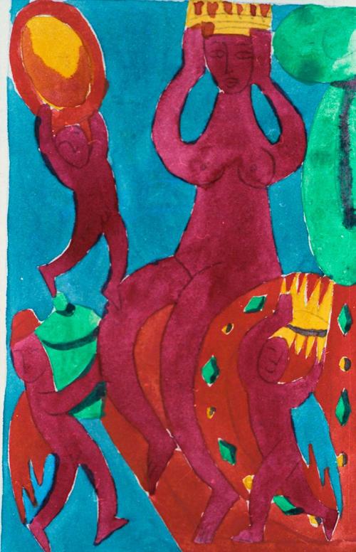 Alfred Wickenburg, Rote tanzende Figuren, 1919, Aquarell auf Papier, Blattmaße: 27,8 × 21 cm, V ...