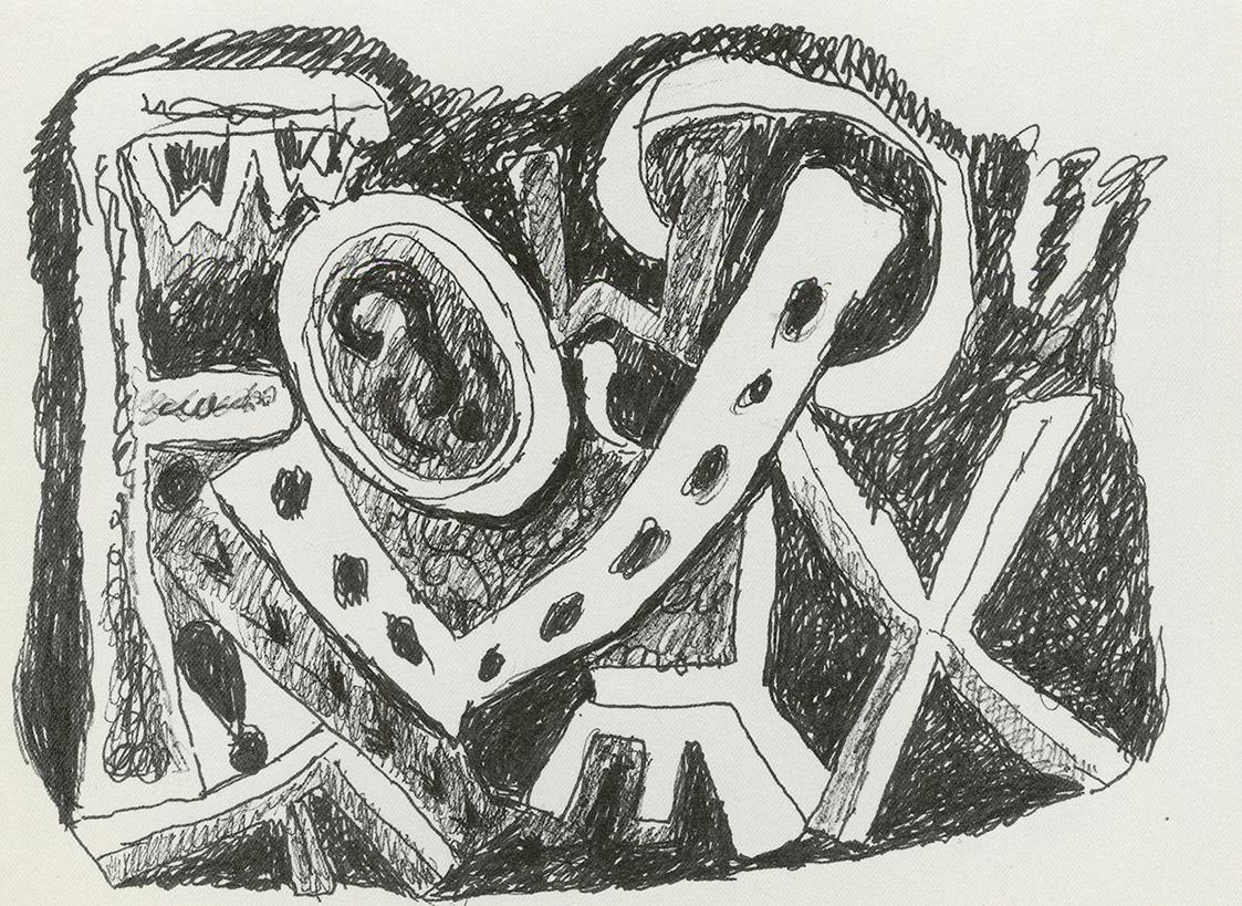 Alfred Wickenburg, Monogramm, 1972, Schwarzer Filtzstift auf Papier, Verbleib unbekannt