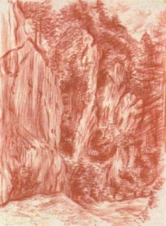 Alfred Wickenburg, Schlucht, 1941, Rötel auf Papier, Blattmaße: 58 × 45 cm, Verbleib unbekannt