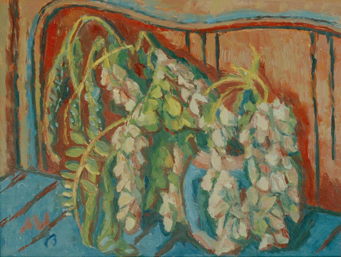 Alfred Wickenburg, Blumenstrauß in Vase, um 1960, Öl auf Leinwand, Verbleib unbekannt