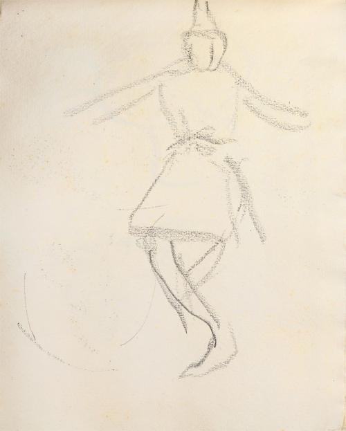 Alfred Wickenburg, Figur in Bewegung mit überkreuzten Beinen, um 1925, Graphit auf Papier, Blat ...