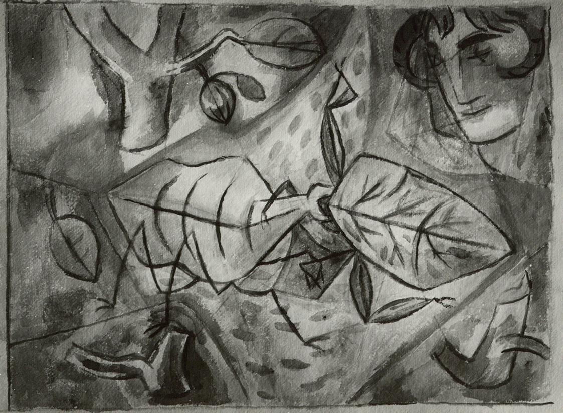 Alfred Wickenburg, Insektenkampf, 1961, Aquarell auf Papier, Verbleib unbekannt