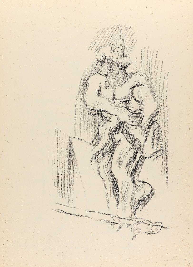Alfred Wickenburg, Menschliche Figur, um 1955, Kohle auf Papier, Blattmaße: 29,5 × 21 cm, Priva ...