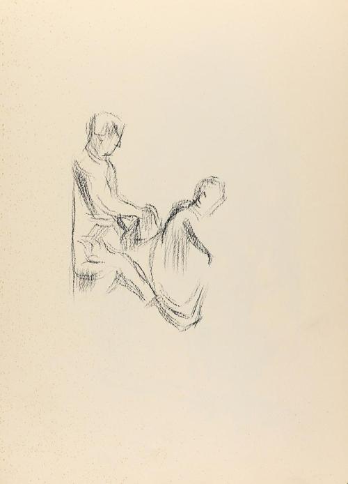 Alfred Wickenburg, Zwei sitzende Menschen, um 1955, Kohle auf Papier, Blattmaße: 29,5 × 21 cm,  ...