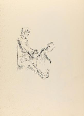 Alfred Wickenburg, Zwei sitzende Menschen, um 1955, Kohle auf Papier, Blattmaße: 29,5 × 21 cm,  ...