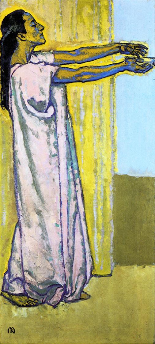 Koloman Moser, Figurenstudie Isolde, um 1915, Öl auf Leinwand, 110 x 50 cm, Verbleib unbekannt