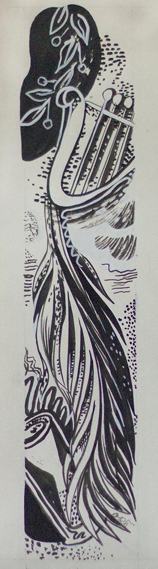 Otto Rudolf Schatz, Gedenkblatt für Richard Beer–Hofmann, 1947, Pinsel in Tusche, Deckweiß auf  ...