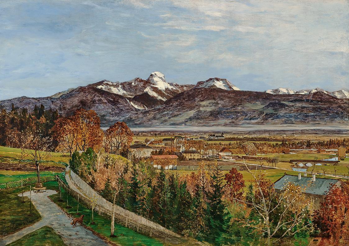 Tina Blau, Bad Aibling, 1889, Öl auf Holz, 47 × 66 cm, Privatbesitz