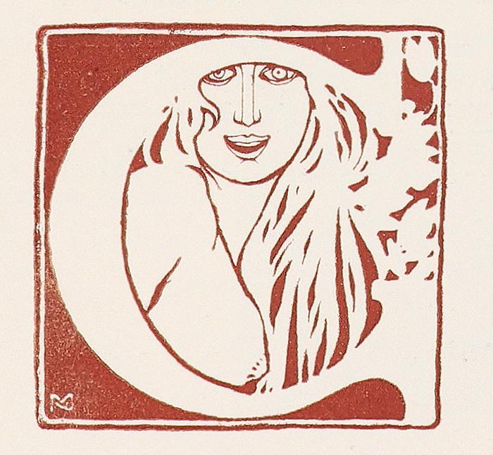 Koloman Moser, Initiale "G", 1898, Buchdruck in Farbe, Blattmaße: 29,8 × 28,8 cm, Belvedere, Wi ...