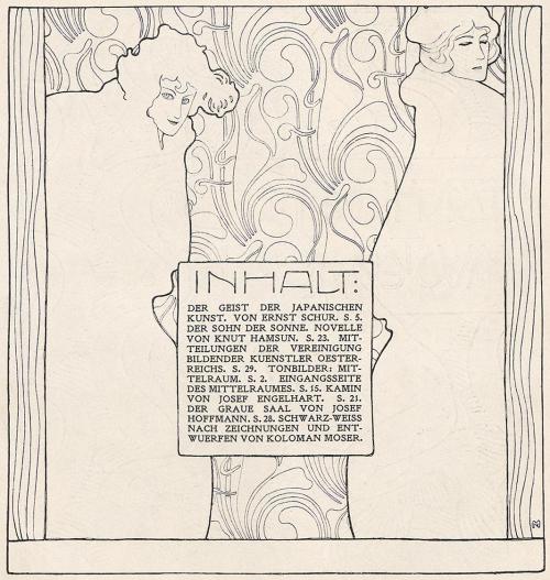 Koloman Moser, Inhalt, 1899, Buchdruck, Blattmaße: 29 × 28,2 cm, Staatliche Museen zu Berlin -  ...