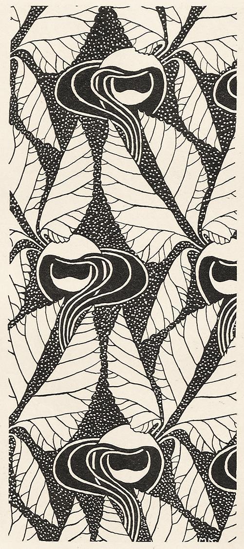 Koloman Moser, Flächenmuster "Die zerschnittenen Blätter", 1899, Buchdruck, Blattmaße: 29 × 28, ...